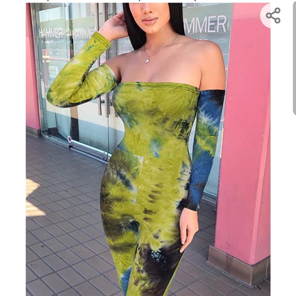 Tye Dye Off Shoulder Jumpsuit